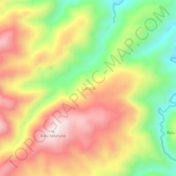 Loncaの地形図、標高、地勢