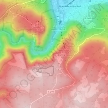 Hexentanzplatzの地形図、標高、地勢