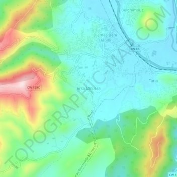 Arsa Moussaの地形図、標高、地勢