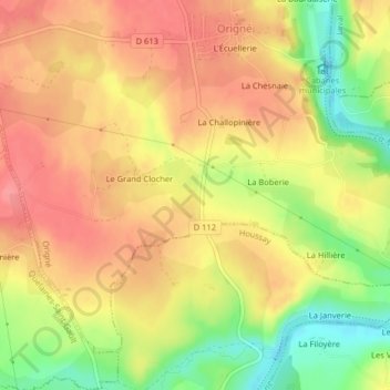 Malgré Toutの地形図、標高、地勢