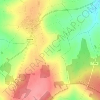 Presleの地形図、標高、地勢