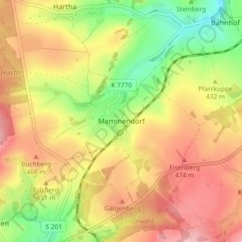 Memmendorfの地形図、標高、地勢