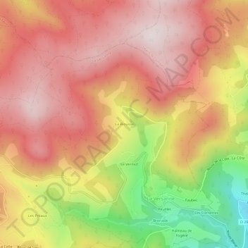 La Biousseの地形図、標高、地勢