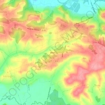 Milordの地形図、標高、地勢