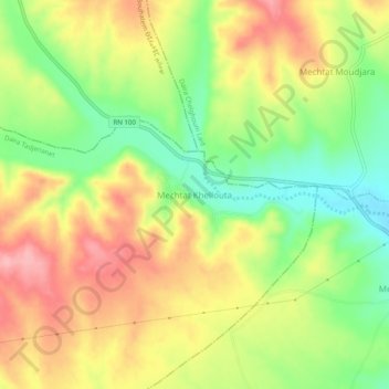 Mechtat Khelloutaの地形図、標高、地勢