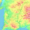 Região do Alentejoの地形図、標高、地勢