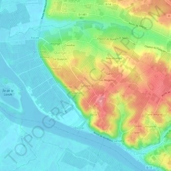 La Croixの地形図、標高、地勢