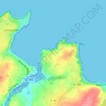 Kerdrehoretの地形図、標高、地勢