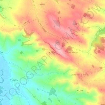 A Arnaudの地形図、標高、地勢