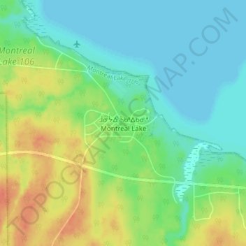 Montreal Lakeの地形図、標高、地勢