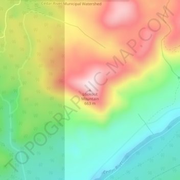 Lookout Mountainの地形図、標高、地勢
