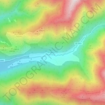 Valsecoの地形図、標高、地勢