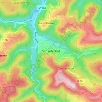 Schaeferhofの地形図、標高、地勢