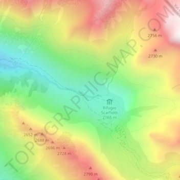 Grangia Adretの地形図、標高、地勢