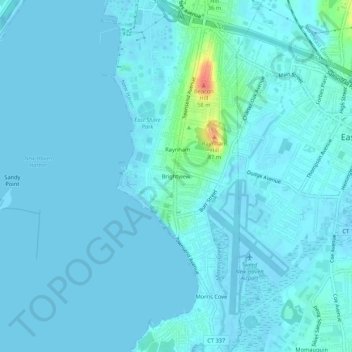 Brightviewの地形図、標高、地勢