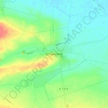 Schlanstedtの地形図、標高、地勢