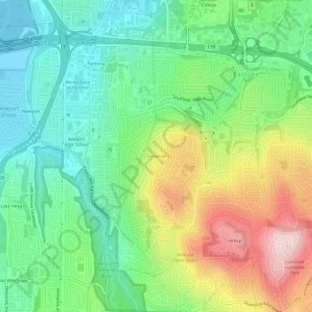 Somersetの地形図、標高、地勢