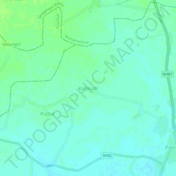 Kallikudiの地形図、標高、地勢