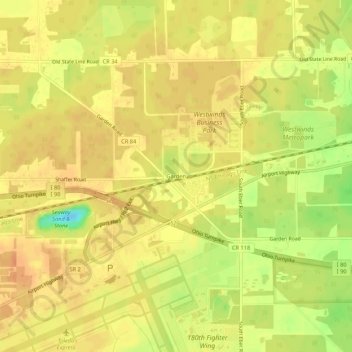 Gardenの地形図、標高、地勢