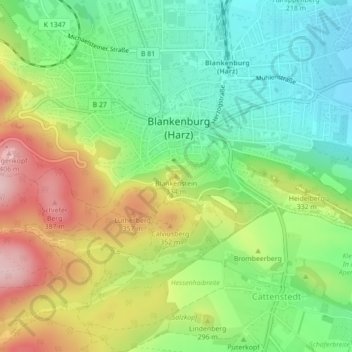 Blankensteinの地形図、標高、地勢