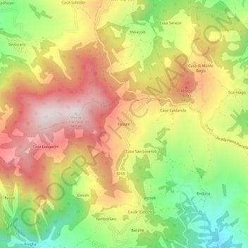 Fosseriの地形図、標高、地勢