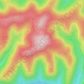 Grand Wintersbergの地形図、標高、地勢