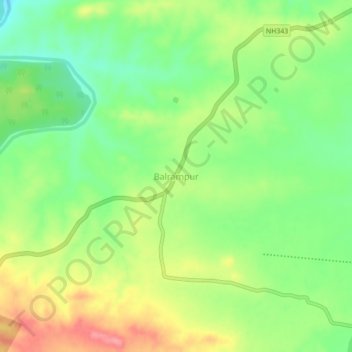 Balrampurの地形図、標高、地勢
