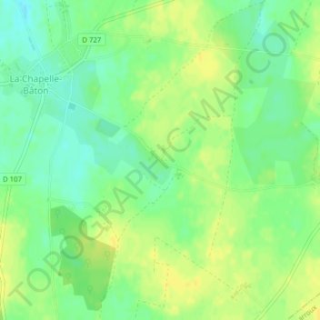 Les Vaugelaisの地形図、標高、地勢
