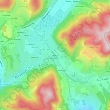 La Sarraの地形図、標高、地勢