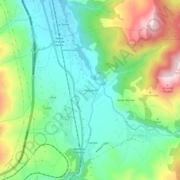 Helgueraの地形図、標高、地勢