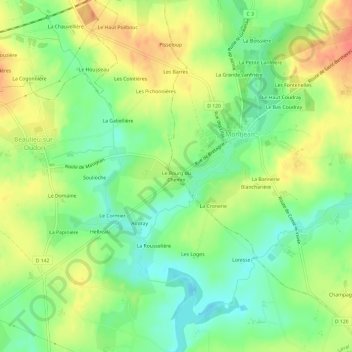 Le Bourg du Cheminの地形図、標高、地勢