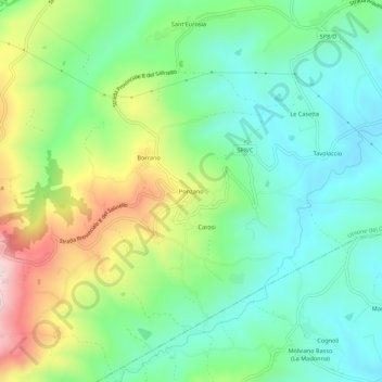 Ponzanoの地形図、標高、地勢