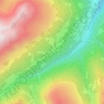 Arnogaの地形図、標高、地勢