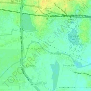 Venkatapuramの地形図、標高、地勢