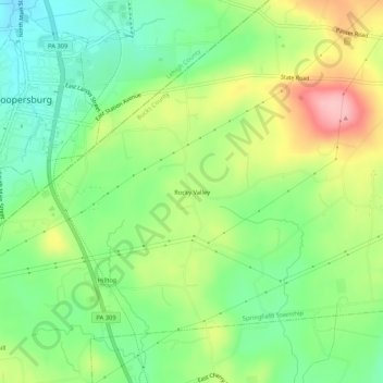 Rocky Valleyの地形図、標高、地勢