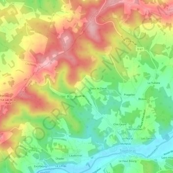 Rozierの地形図、標高、地勢