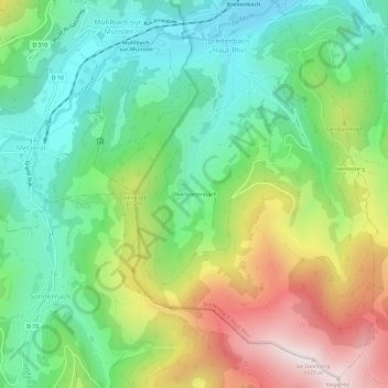 Oberbreitenbachの地形図、標高、地勢