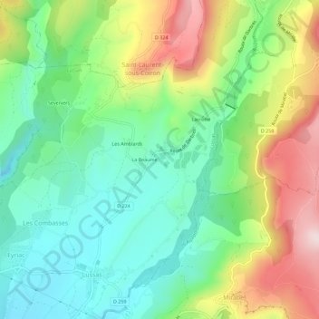 Le Morouxの地形図、標高、地勢