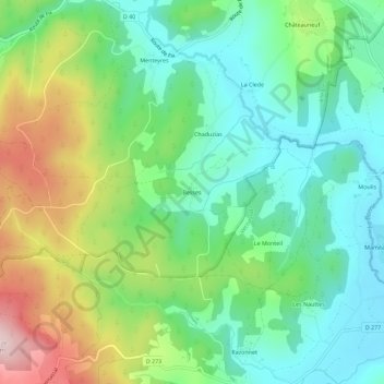 Bessesの地形図、標高、地勢