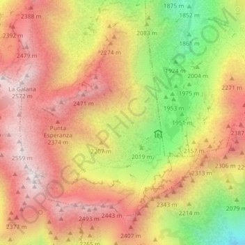 Circo de Gredosの地形図、標高、地勢