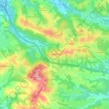 Arantxetaの地形図、標高、地勢