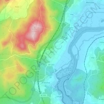 Bexoの地形図、標高、地勢