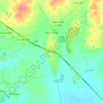 Chiang Yuenの地形図、標高、地勢
