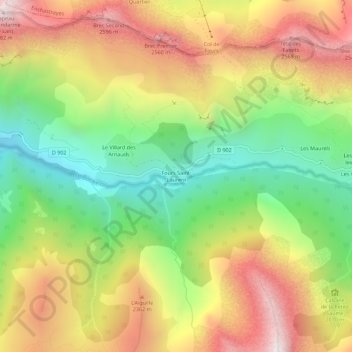 Fours Saint-Laurentの地形図、標高、地勢
