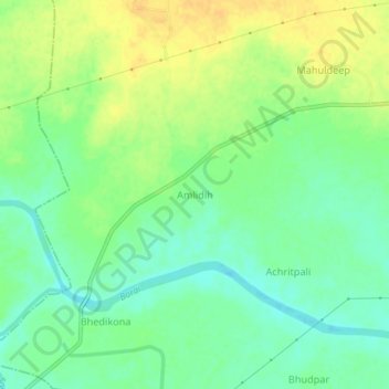 Amlidihの地形図、標高、地勢