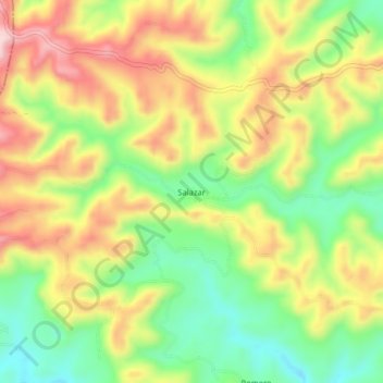 Salazarの地形図、標高、地勢