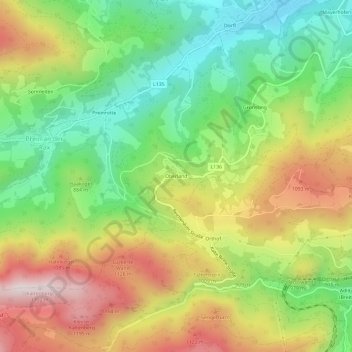 Oberlandの地形図、標高、地勢