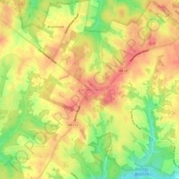 Darnestownの地形図、標高、地勢