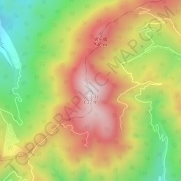 大江山の地形図、標高、地勢