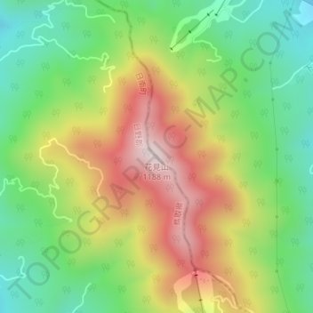 花見山の地形図、標高、地勢